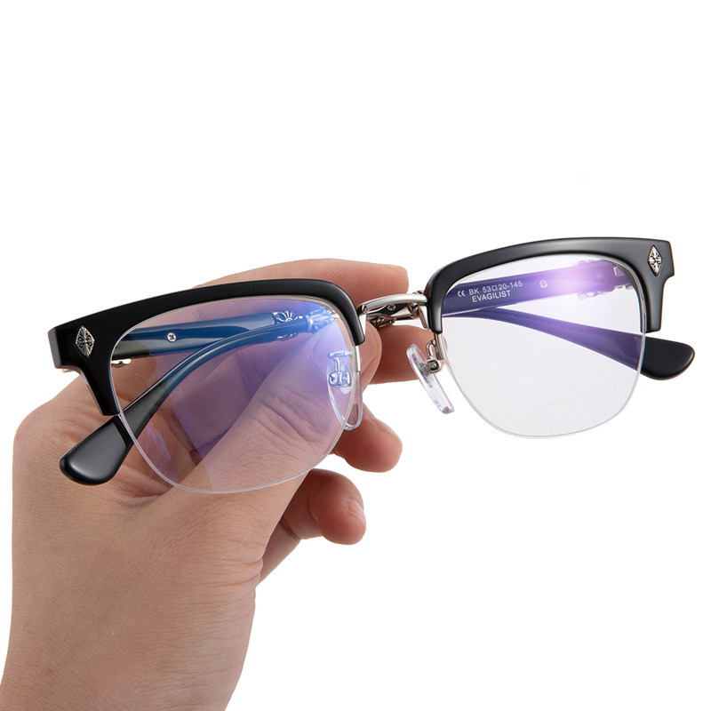 Silver Wind Chrome spectacle frame men's half-frame retro eye frames female myopia Artisanal Glasses Classical Big Treasure Sword Cross