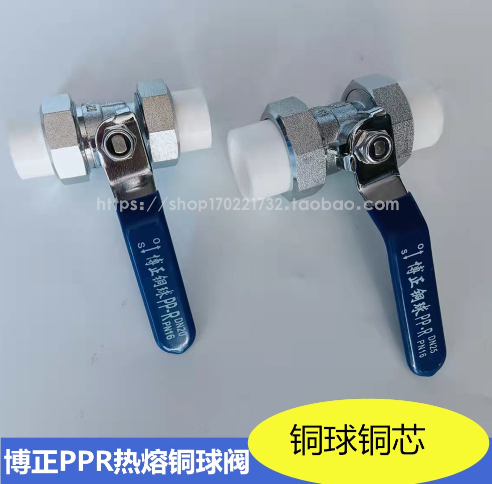 Bozheng Ppr Copper Ball Valve Double Live Succession PPR Ball Valve Copper Ball Water Valve Copper Ball Core Double Live Ball Valve Thickened Valve Body