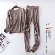 Phụ nữ gây sốt với bộ đồ ấm áp V-cổ ren Quần áo mùa thu tự sưởi quần dài Quần dài đến đầu gối Miếng đệm vai
