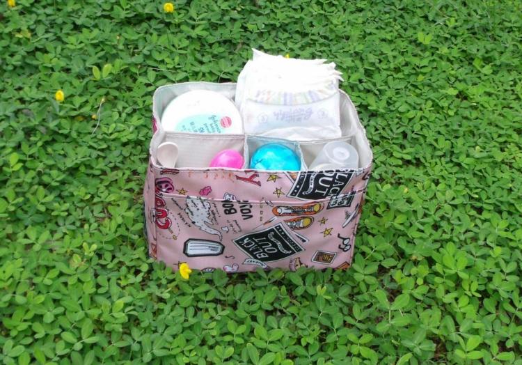 Túi nhẹ bên trong, phong cách vẽ tay Mummy bag liner, khoang đựng đồ mới, 24 * 14 túi bỉm sữa