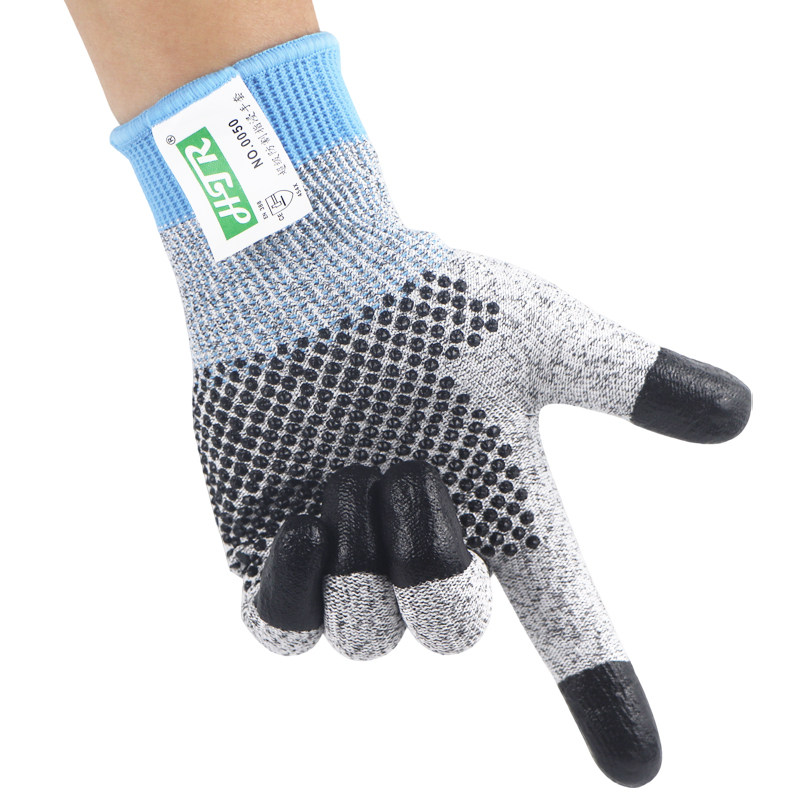 HayTail 0050 Point Beads Fingertip Dip Glue 5 Level Anti-Cutting Gloves Anti-Scraping Anti-Wear Wear Sheet Processing Glass Factory