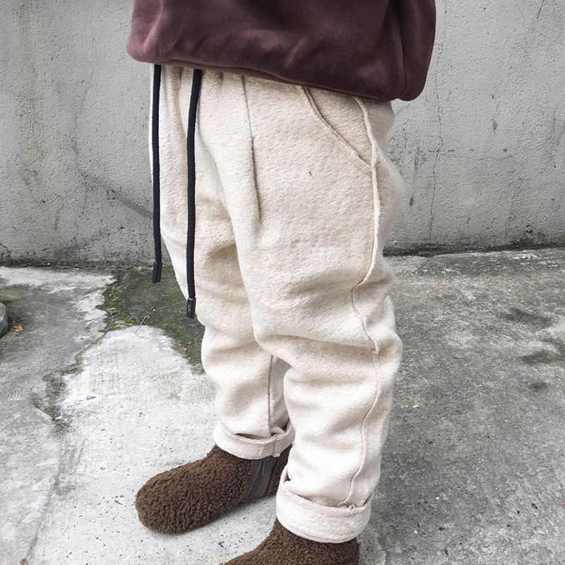 Li Xiaoxian children's clothing children's plus velvet thick solid color pants baby winter casual trousers