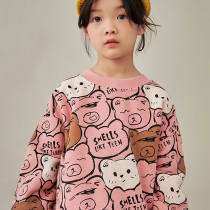 Pear small leisure childrens clothing childrens 2021 Winter clothing new foreign style boys and girls baby printing double layer plus velvet bear