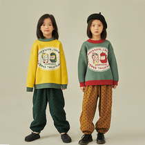 Pear small leisure childrens clothing boys and girls round neck sweater thickened 2021 autumn and winter New Cartoon children cotton sweater