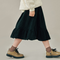 Pear small leisure girl skirt 2021 Autumn New Korean version of foreign-style children children retro corduroy skirt tide