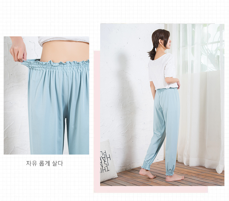 Pajama quần của phụ nữ quần cotton mùa xuân và mùa hè phần mỏng bàn chân nhỏ kích thước lớn đóng miệng cotton Nhật Bản và Hàn Quốc quần nhà giản dị có thể được đeo