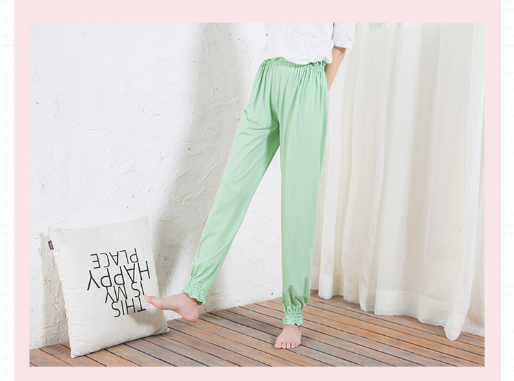 Pajama quần của phụ nữ quần cotton mùa xuân và mùa hè phần mỏng bàn chân nhỏ kích thước lớn đóng miệng cotton Nhật Bản và Hàn Quốc quần nhà giản dị có thể được đeo