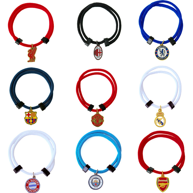 Football Club Bracelet Pendant, Gold-Plated, Non-Fading, High-End Gift, Barcelona, Real Madrid, Manchester City, Liverpool Bracelet