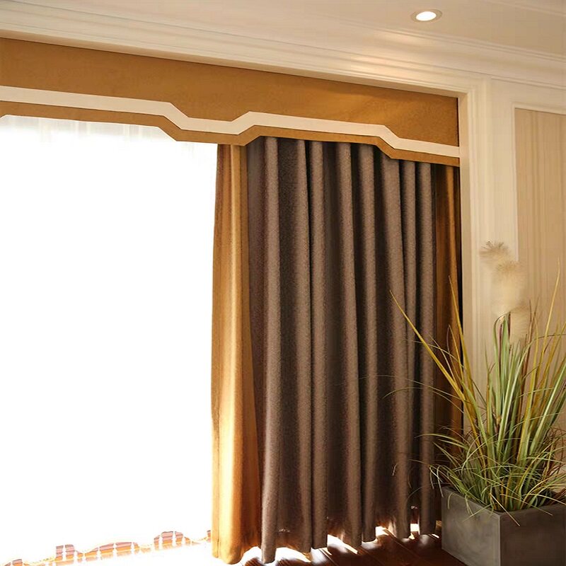 Monica soft-packed new European-style American chenille living room bedroom floor-to-ceiling window blackout curtain gauze curtain cloth