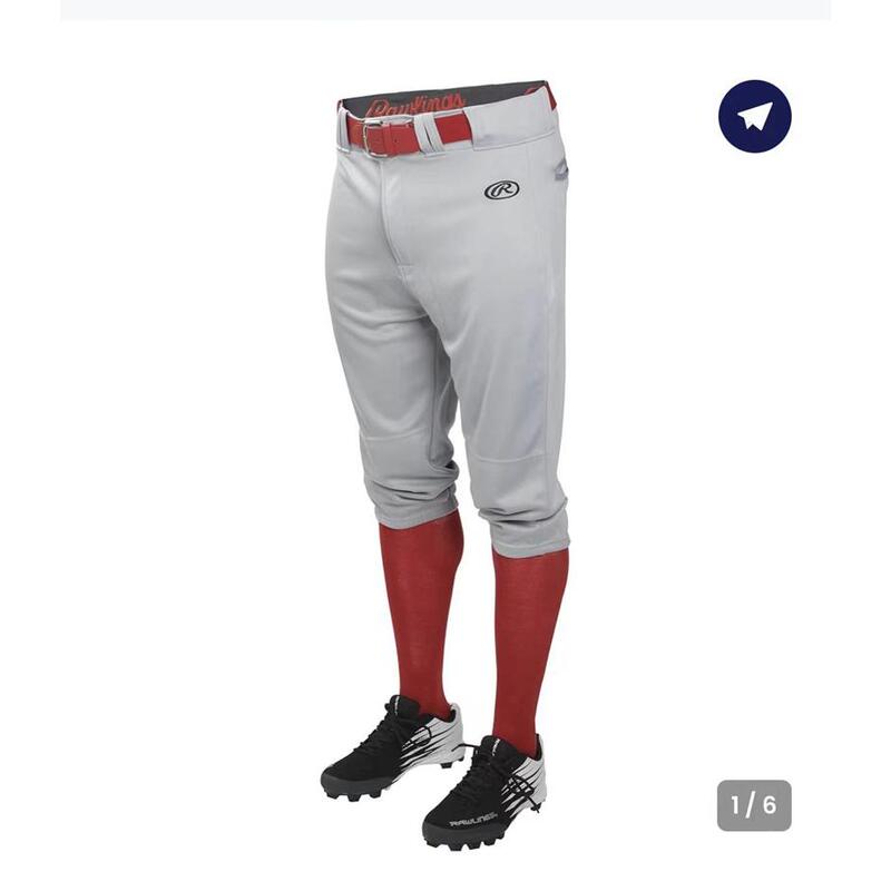 New American-Style Baseball Pants, Three-Quarter Length, Non-Slip Cuffs, White and Gray, Side Panels, Training and Competition, Reinforced, for Adults and Children