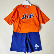 Major League Baseball Short Sleeve Round Neck Baseball T-Shirt Shorts Cotton Yankee Dodgers White Sox Sportsman Mets