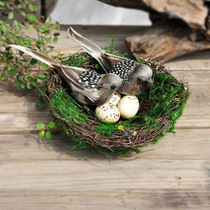 Pastoral simulation bird ornament ornament clip sparrow nest Bird nest Bird egg feather American country
