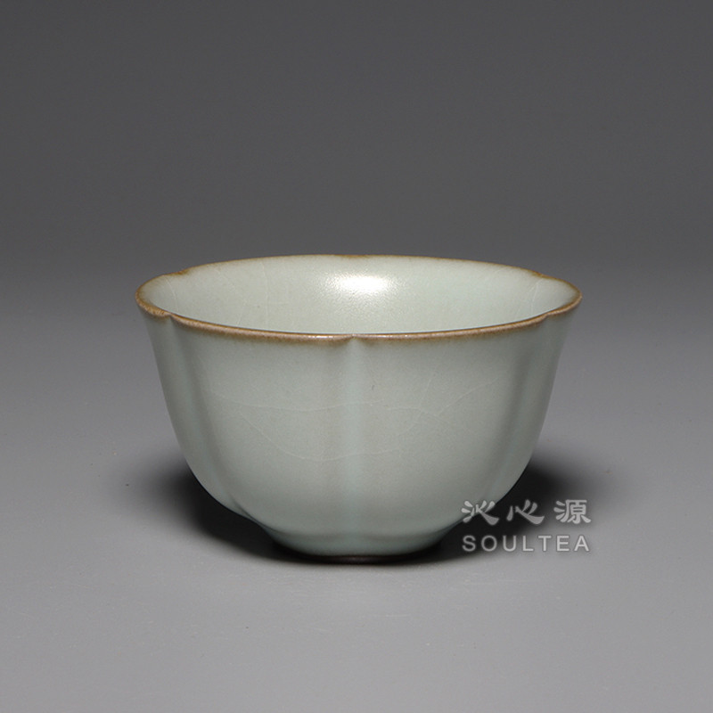 臺灣許德家汝窯天青茶杯鬥笠杯葵花杯易泡茶壺品茗杯開片可養金線