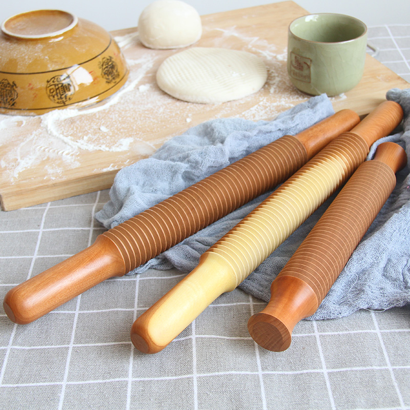 Jujube with teeth lace-spiral noodles solid wood without paint-friendly surface shaft for pastries dedicated thread cane