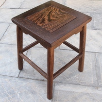 Chicken wing wood square stool Low stool Solid wood small stool Living room flower rack shoe stool Mahogany stool single stool household antique stool