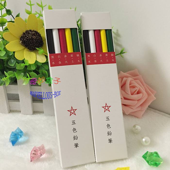 Japan Kyoto Qingming shrine Five color pencils black and white red yellow green 5 clothes stationery gifts 