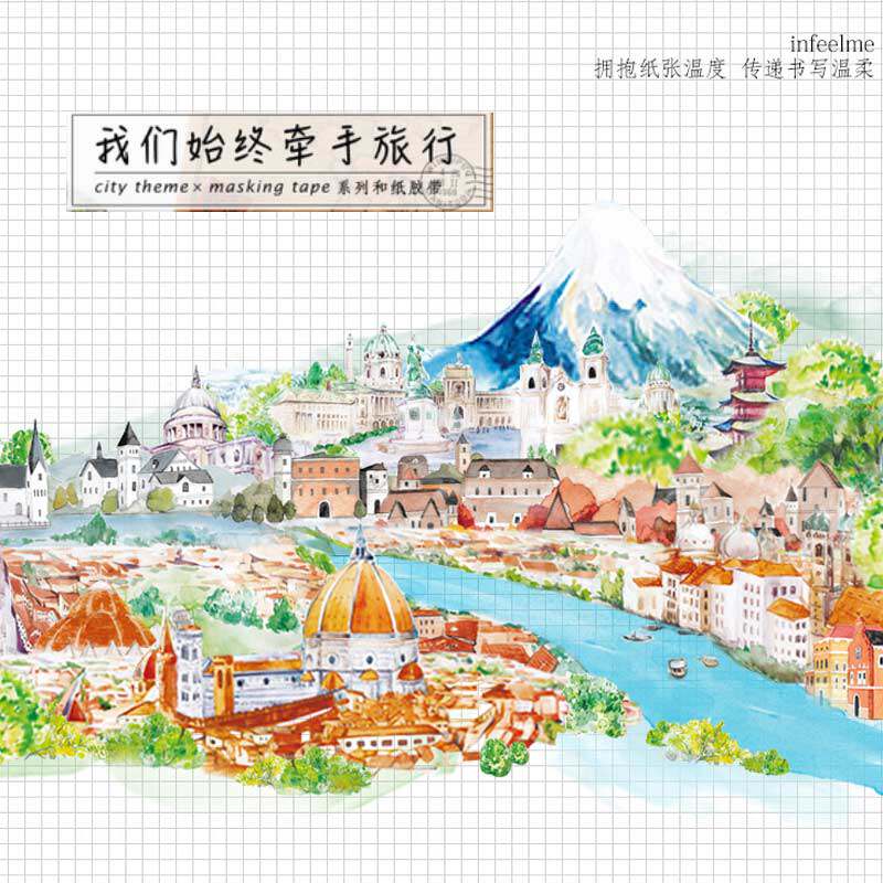 Infeel Me We always hold hands on travel World City National handbooks diary and paper adhesive tapes 30mm