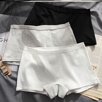 Flat Corner Briefs Women Spring Summer Autumn Winter South Korea Prints Pure All-cotton Mid-Waist-No-Mark Safety Pants Anti-Walking Light Student Four-corner Pants