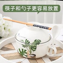Ceramic Foam Noodle Bowl Home Soup Bowl Student Dormitory Lunch Box With Bana Bowl Chopsticks Set One Person Microwave Oven