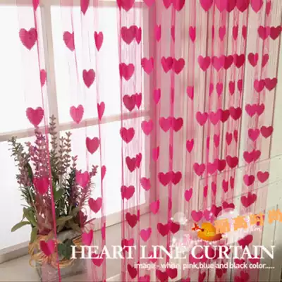 Love romantic heart-shaped modern adhesive hook punch fresh custom finished line curtain peach heart partition porch decorative door curtain