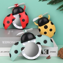  Cartoon USB small fan ladybug mini rechargeable LED night light beauty mirror portable net red student cute