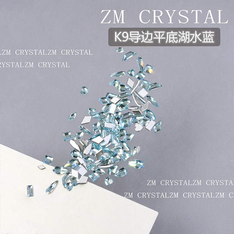 K9 New Super Shiny Imitation Freshwater Lake Blue Nail Art Rhinestones Blue Irregular-Shaped Rhinestones Mini Rhinestones Nail Stickers Rhinestone Accessories