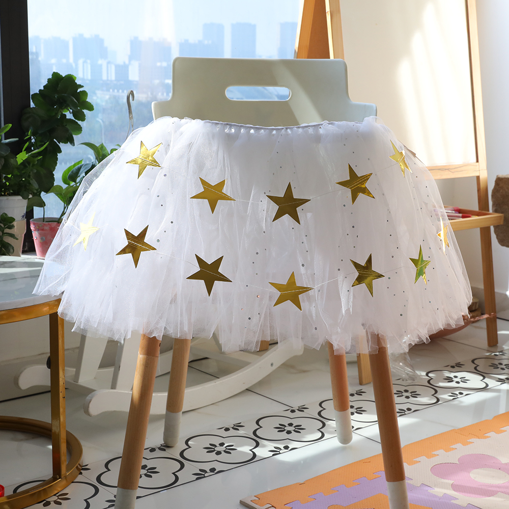 tutu yarn table skirt baby age 100 days chair decoration yarn birthday party with sweet taster sign to the table surround flow Su