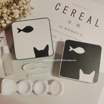 (New) push-type contact lens case cat and fish pressure cover male and female companion box cute care box contact lens box