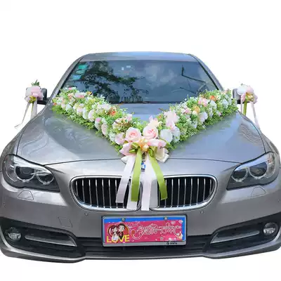Mori marriage simulation rose main wedding car decoration set Korean car floral headdress arrangement wedding supplies 4s shop decoration