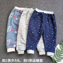 Autumn and winter double-layer baby trousers sweatpants sweatpants old kindergarten pants loose fat pants can open crotch 012