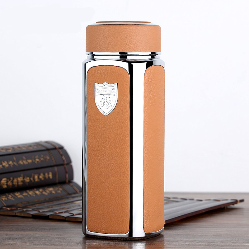 Sterling silver liner thermos cup 999 silver water cup leather silver cup business men and women tea cup vacuum snowflake silver tea cup