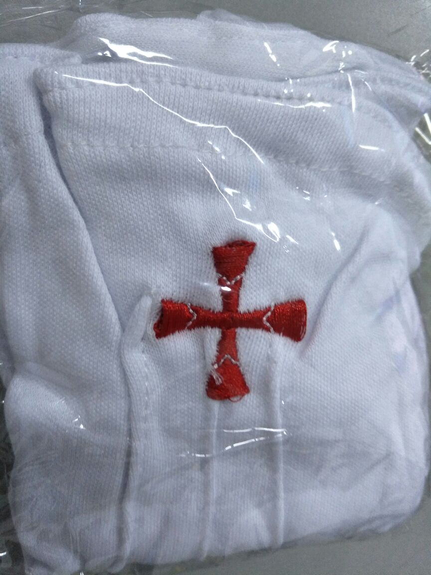 FreeMason Freemason Pure cotton three-rib gift ceremony with snap embroidery White Gloves Knights of Malta
