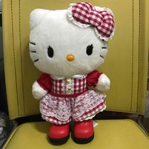 Offre spéciale en stock Sanrio Hello Kitty jupe à carreaux poupée en peluche activité debout poupée hauteur 31 CM