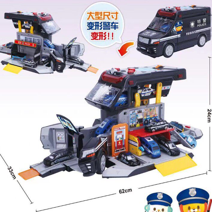 Children's Toys Puzzle Hall Mobile Deformation Fire Truck Special Police Car Police Car HQ Track Cloud-Ladder Car Boy