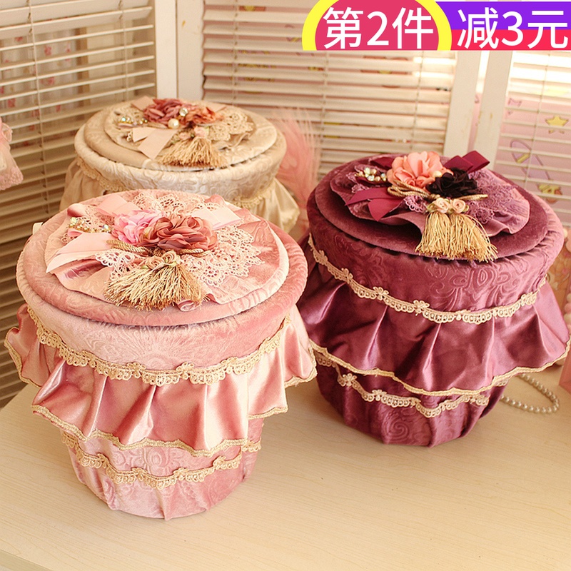 Garbage barrel cover cloth lace storage barrel covered fashion creative waste paper basket disassembled trash can cover