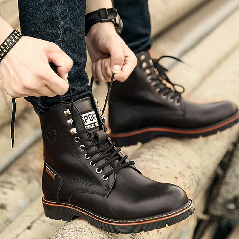 Martin Boots Man Genuine Leather Warm Desert Tooling Men's Shoes 100 Hitch Male Boots Fall New High Silo Inglén Boots