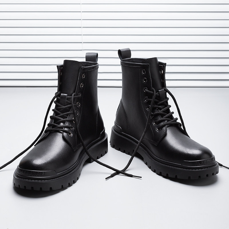 Martin Boots Thick Bottom Lacing 2021 Autumn Winter New Black Boots Man Young Wear Inron High Silo Shoes