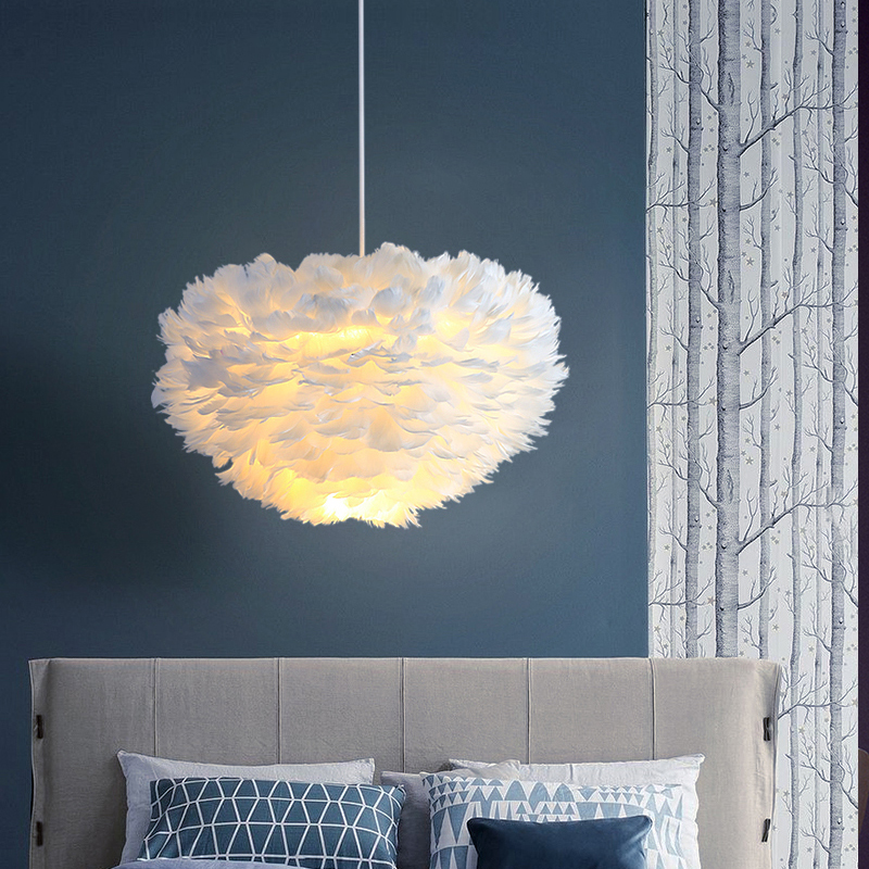 Bedroom Chandelia Cozy Romantic Nordic Lamps Living Room Main Sleeper Room Creativity Ins Nets Red Teenage Girl Feather Lights-Taobao