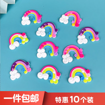 Small and large rainbow birthday cake decoration plug-in soft pottery glue rainbow balloon moon cloud card decoration