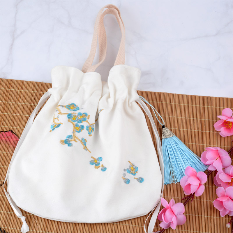 Phong cách cổ xưa thêu Hanfu túi điện thoại di động nữ thêu chéo yếu tố Trung Quốc mùa hè gói tươi in dây rút túi đóng - Túi điện thoại túi cầm tay nữ