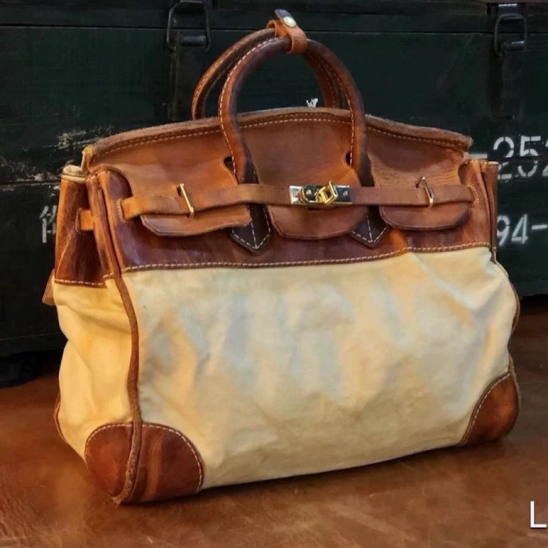 Heavy-Duty Platinum Men's Handbag, Retro Trendy Cool Canvas Texture Single Shoulder Crossbody Bag, Fashionable Casual Computer Backpack