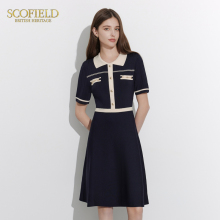 Scofield women's waistband slim knit dress with contrasting short sleeved long skirt, new for summer 2024