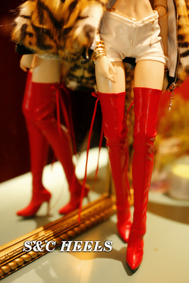 taobao agent [S & C] SD16/GR/DD 1/3BJD ultra -high heels, gas -eye lace, Royal Sister super long leather boots are red