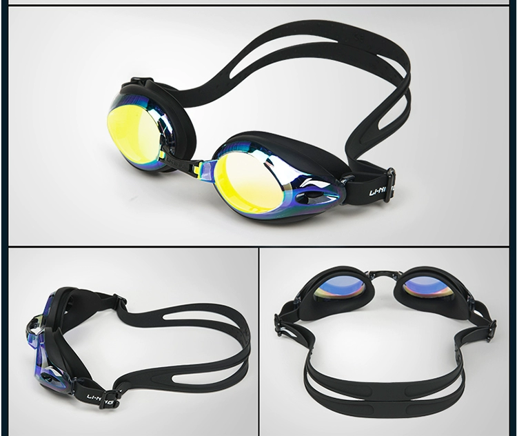 Kính bơi chính hãng Li Ning HD kính chống nước chống sương mù chống nước chuyên nghiệp unisex kính bơi phẳng 633