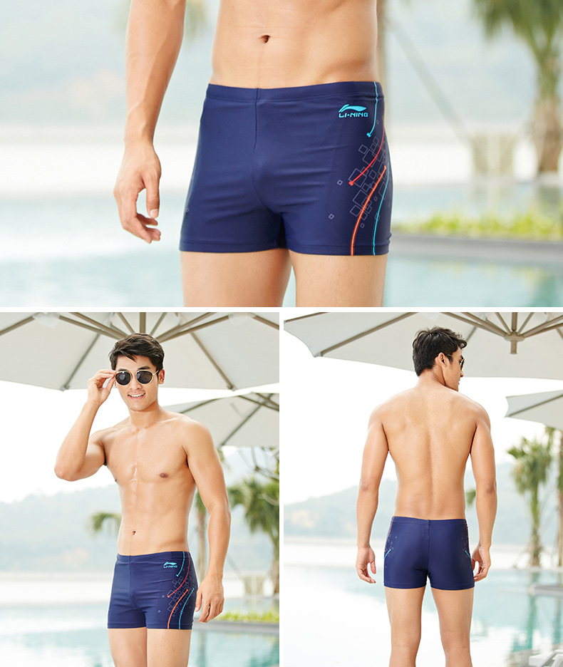 Li Ning quần bơi nam quần boxer quần bơi nam mô hình thời trang quần đi biển mùa xuân nóng thiết bị bơi chuyên nghiệp quần bơi boxer nam