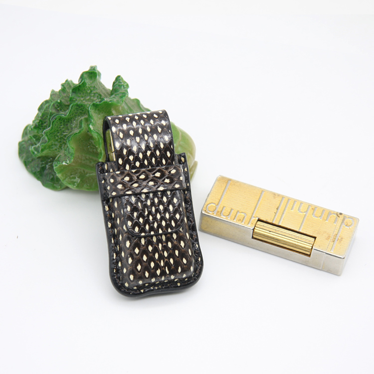 Handmade snakeskin lighter cover suitable for Dunhill unisex business personality hanging waist protection leather case custom