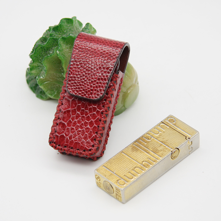 Handmade real ostrich leather lighter protective leather case suitable for Dunhill GIVENCHY men's business hanging waist anti-fall custom