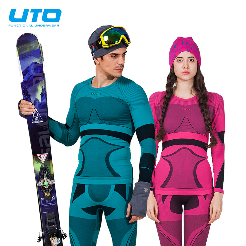 Can wear UTI yo-yo winter men and women outdoor quick-drying sweatproof ski underwear set nylon antibacterial black