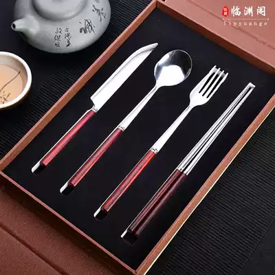 Moving, housewarming, new home gifts, high-end luxury and practical small-leaf red sandalwood, high-end tableware set, Mahogany, high-end