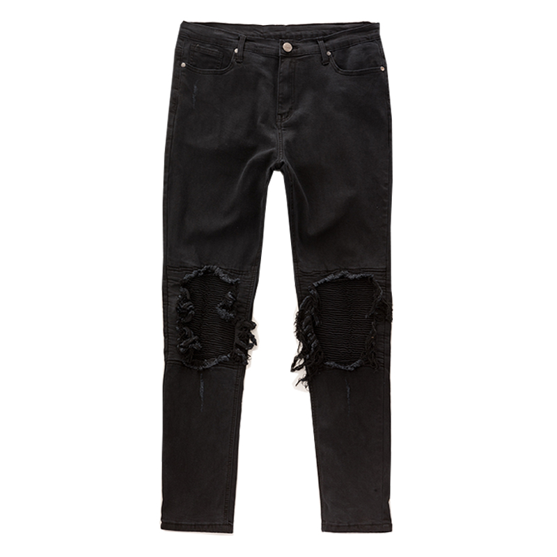 20SS Fog Amiri black cow old big hole stretch slim motorcycle jeans men and women high street tide brand